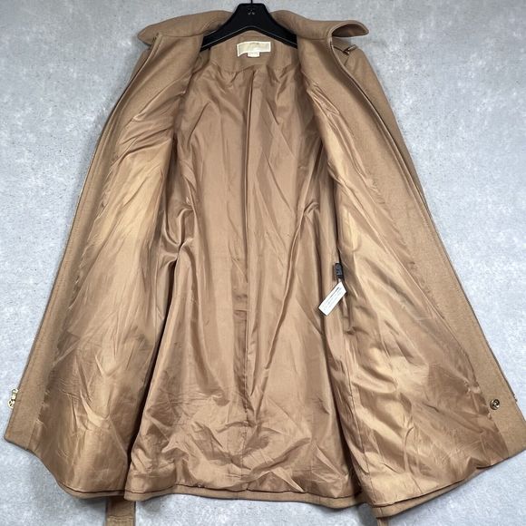 Michael Kors Coat Size 6 Camel Brown Wool Blended Zipper Belted Jacket - Picture 13 of 15